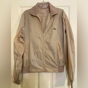 VINTAGE Lacoste Alligator Mens Large Tan Windbreaker Full Zip Nylon L